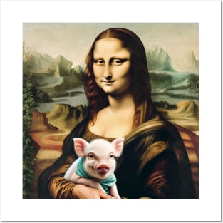 Mona Lisa's Piggy Pal: Celebrate National Pig Day Posters and Art